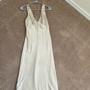 Champagne Midi Length Satin Dress!